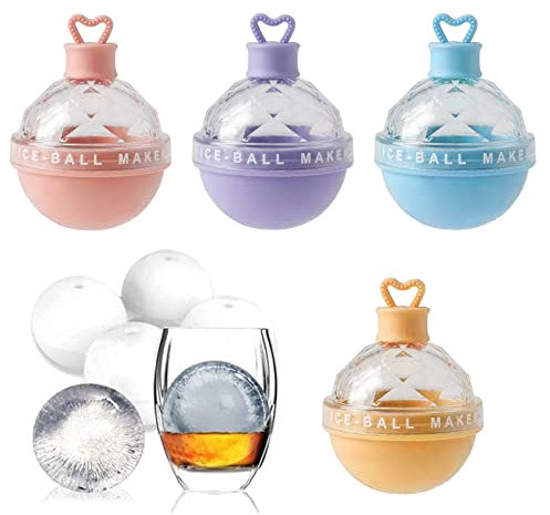 Round Ice Cube Moulds 4PCS Big Ice Cube Tray Light Bulbs Ice Molds Silicone Whiskey Ice Ball Maker Bulb Ice Ball Maker