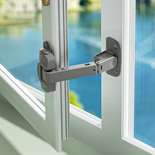 SAFELON 2 Pièces Amélioré Réglable Fenêtre Espace Taille Bébé Fenêtre Limiteur de Fenêtre, Serrure de Sécurité fenêtre à l’épreuve des enfants pour enfants et animaux de compagnie (Gris)