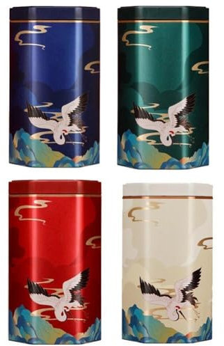 Glixoft 4pcs Chinese Tea Canister Small Tea Jar Tea Storage Box Loose Leaf Container Tins Sealed Tea Packing Box for Coffee Bean Sugar