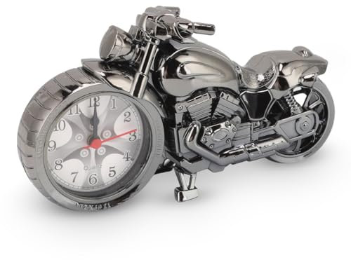 Retro-Motorrad-Wecker, Vintage-Schreibtisch-Motorraduhr, Mini-Motorrad-Wecker, klassischer Motorrad-Wecker, Schreibtisch-Regaluhr für Wohnzimmer, Auto, Schlafzimmer, Büro (168B Dunkelgold, einfarbig)