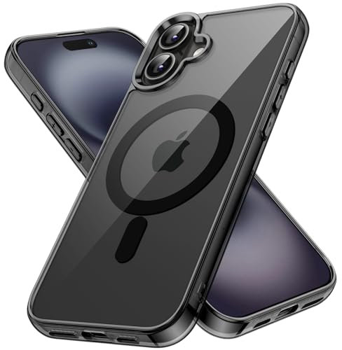 JETech Magnetic Case for iPhone 16 Plus 6.7-Inch Compatible with MagSafe, Shockproof Phone Bumper Cover, Anti-Scratch Clear Back (Black)
