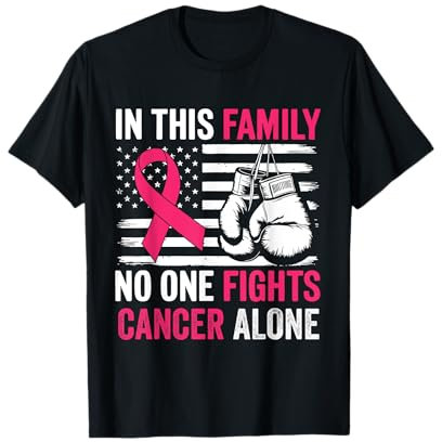 In This Family No One Fights Cancer Alone Flag Boxhandschuhe T-Shirt