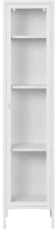 AltoBuy Hendra - Vitrine 1 Portes Verre et Métal Blanc H180cm