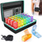 Large Capacity Monthly Pill Box Organiser, 2 Times A Day AM PM Tablet Dosset Box, with Pill Cutter & Reminder Stickers, Portable Pill Case for Medication Vitamins Fish Oil (Rainbow)