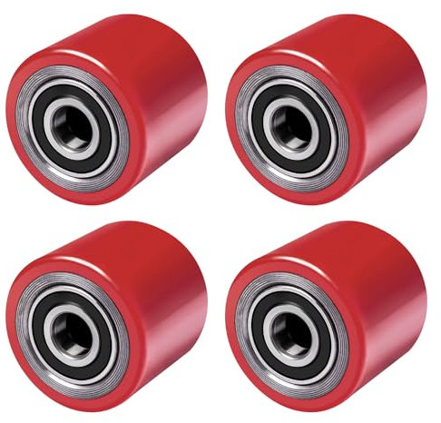 4 Stück Hubwagenrollen Polyurethan 80 x 50 mm, Achse 20 mm inkl. Kugellager Rollen für Hubwagen Ersatzrollen, Max. Belastung 500 KG