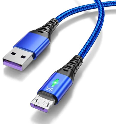 Câble lumineux LED USB vers micro USB 5 A - Câble de charge rapide en nylon tressé