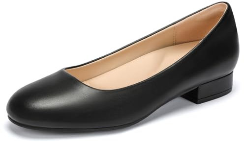 DOBOLIN Pumps Damen Schwarz Elegante und Bequeme Damenschuhe mit Niedrigem Absatz Schwarz, EU Gr.41