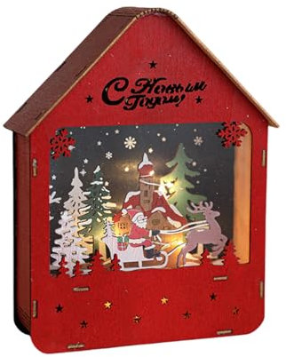 Winterdorf LED Light Vacanze Natale Casetta in legno Illuminato Miniatura Ornamento Per Casa O Ufficio Decorazione Scrivania