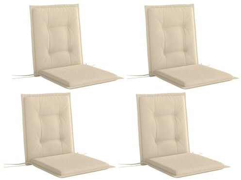 Outsunny 4er Set Sitzkissen 108 x 50 x 5 cm Stuhlkissen mit Bändern, Outdoor Indoor Sitzauflage, Sitzpolster, Bankpolster für Gartenmöbel, Sitzsthul, Essstuhl, Beige
