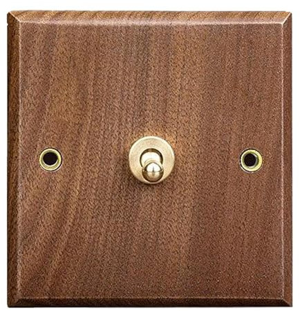 Veesper Dekoratives Schalter Lichtschalter mit Walnuss -Holz -Wandplatte, 3.4x3.4 Vintage Messingschalter für Innenräume für Heim- und Hotel, stilvolle elektrische Wand