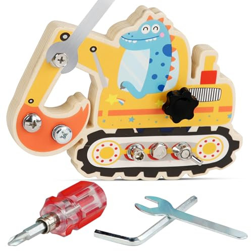 LETTERASHQP Dinosaurier Schraubbrett kinder schrauben spielzeug motorikspielzeug lernspielzeug Dinosaurier Bagger Spielzeug feinmotorik ab 2 3 4 5 jahre schrauben spielzeug geschenke für Mädchen Junge