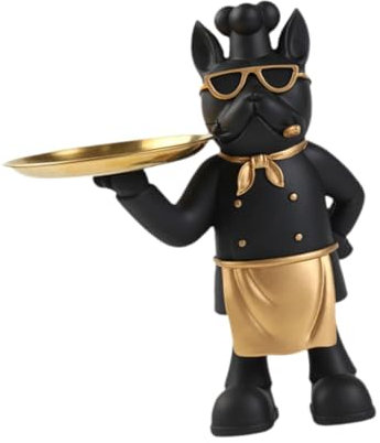 Gcljlmy Dog Statue Shelf Figure Home Decor Nordic Gift Cosmetic Tray Sculpture for Home Living Room Desktop (Black)