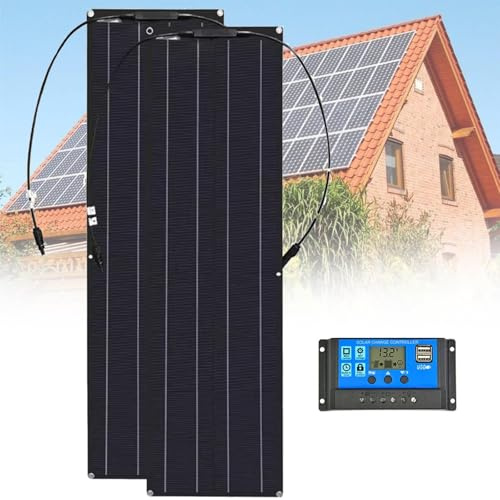 Panneau Solaire Souple 400W 600W 800W 1200W Monocristallin Semi-Flexible pour Camping Car, Camper, Van, Bateaux et Autres Surfaces Inégales(400W)