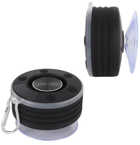DUZEPA Altavoz de ducha Bluetooth resistente al agua IPX7: graves estéreo, sonido envolvente de 360°, luces RGB y radio, inalámbrico y portátil para baño, exteriores, fiestas y viajes.