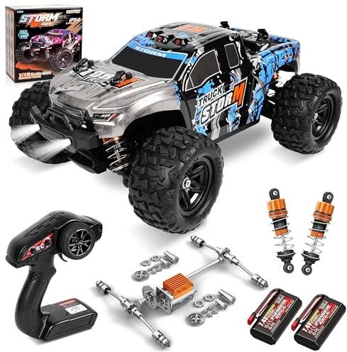 JOYTREKY Voiture TéLéCommandéE - 1:18 Voiture Rc 40 KMH Haute Vitesse 4WD | 2.4 Ghz Tout Terrain Camion Tout Terrain Hobby Grade Avec Deux Batteries Rechargeables Pour Adultes Et Enfants - Bleu