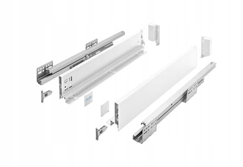 GTV Schubladensystem AXIS PRO - Schubkastengarnitur mit Vollauszug und Soft-Close - Länge 300 mm - Höhe 86 mm - Farbe Weiß