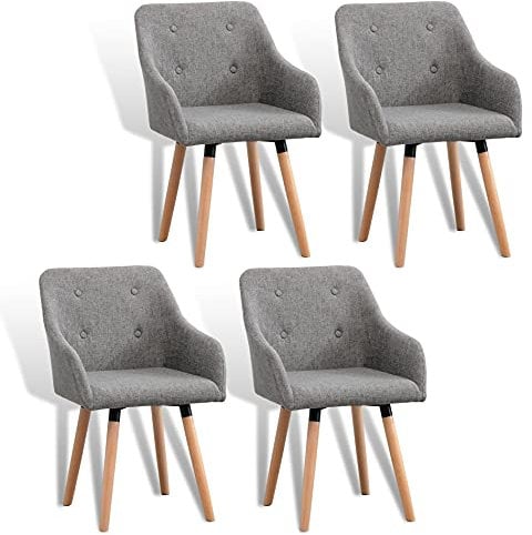 ESTEXO Esszimmerstuhl Küchenstuhl Stuhl 4er Set Vintage Essstuhl Stoffbezug Holz Stühle (Grau)