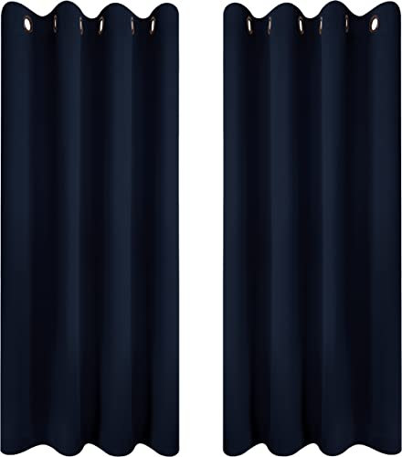 Utopia Bedding Blackout Curtains Grommet Thermal 2 Panels Drapes [Navy, 46 x 54 Inches] Sound Insulated Curtain for Bedroom and Living Room (117x137 cm)