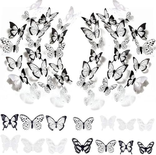 3D Schmetterlingswandaufkleber,3D Schmetterlinge Deko für Die Wand Schmetterling Wandtattoo zum Kleben Wand Dekor Wanddekoration Wanddeko für Die Schlafzimmer Wand Schmetterling Dekorationen(36Stk)
