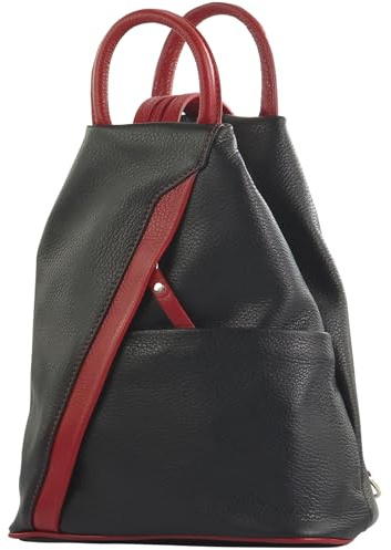 modamoda de T180 Damen Leder Rucksack Handtasche 2-in-1, handmade in Italy