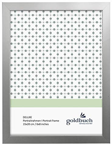 goldbuch Bilderrahmen Deluxe, Fotorahmen für Bild im 15x20 cm Format, Portraitrahmen mit Aufsteller, Einzelrahmen aus Kunststoff, Foto Rahmen, Frame Silber