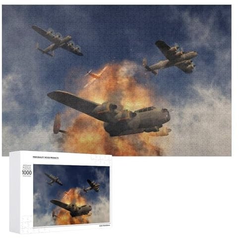 A German Messerschmitt Attacking British Avro Lancaster Bombers 1000 Pieces Jigsaw Puzzle Challenging and Stimulating Puzzle Game Wall Art Unique Gift