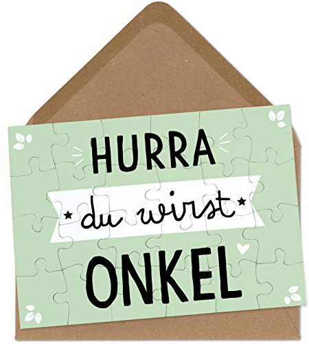 OWLBOOK Du wirst Onkel Puzzle mit Brief-Umschlag Geschenke Geschenkideen für die Familie zur Geburt & Schwangerschaft verkünden