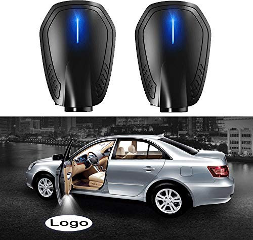 Aojiek AutotüR Willkommen Licht Universeller Drahtloser Led-Logo-Projektor HöFlichkeit Lampe Geister Schatten Aufkleber Wiederaufladbar Laser Emblem Logo Lampen Kit 2 StÜCke Auto ZubehöR