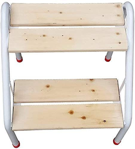 GJSN Sgabello a Gradini per Uso Domestico da Esterno, Scaletta in Ferro e Scaletta a 2 Gradini Sgabello per Scale Sedia per Fiori Sgabello per Cambio Ripiano, Colore Naturale 40X46,5X46,5Cm