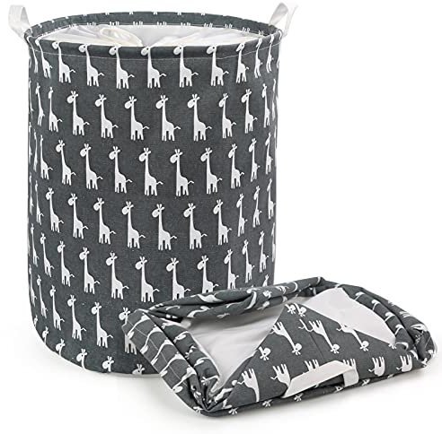 LEADSTAR Cesto Ropa Sucia,Grande Cesta para Ropa Pelegable con Asas y Cierre cordón,Cestos para la Colada para Ropa Juguetes Baño Dormitorio (Giraffe)