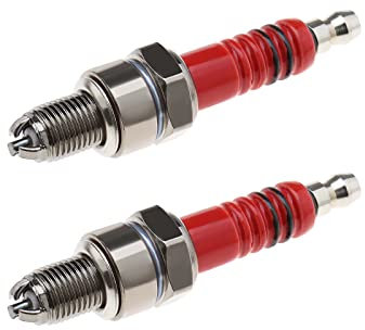 2 x A7TC Zündkerze für Motorrad, Roller, Ersatzzündkerze, 10 mm, Gewinde mit 3 Sternen, kompatibel mit GY6 50 cc, 70 cc, 90 cc, 110 cc, 125 cc, Moped Scooter ATV Quad
