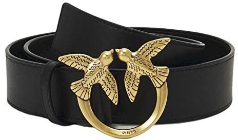 Pinko Donna Cintura di Pelle, Z99q Nero-Antique Gold, L