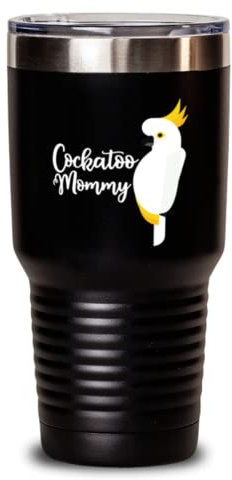 Becher aus Edelstahl, isoliert, lustig, Kakadu, Mama, Papagei, Vogelliebhaber, 880 ml