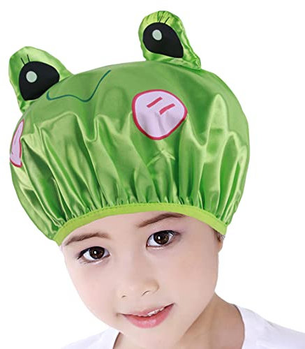 JK Home Kids Shower Cap, Double-Layer Waterproof Reusable Elastic Animal Bathing Shower Hat, Fun Cute Cartoon Bath Caps for Boy Girls