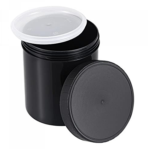 sourcing map Lot de 5 seaux de peinture vides en plastique de 1 000 ml avec couvercle hermétique Noir