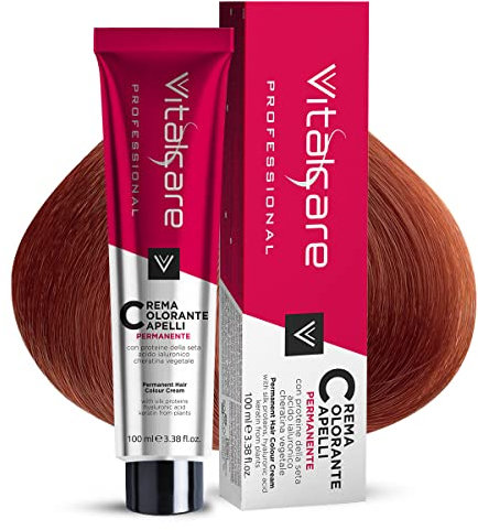 Vitalcare | Professional - Colorazione Permanente Professionale, Crema Colorante Capelli, Tintura Capelli con Proteine della Seta, n° 8/4, Biondo Chiaro Rame, 100ml