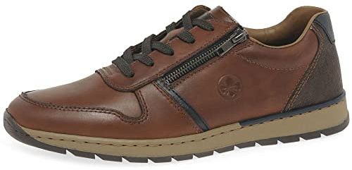 Rieker Emery Mens Leather Casuals Trainers with Side Zip and lace up Front Trainers