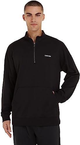 Calvin Klein Felpa con Cerniera Uomo Mezza Zip, Nero (Black), L
