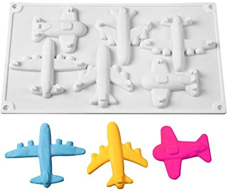 Airplane Silicone Mold Non Stick Baking Mold 6 Grid Chocolate Mold for Chocolate Jelly Candy Party Cupcake Topper Decorate