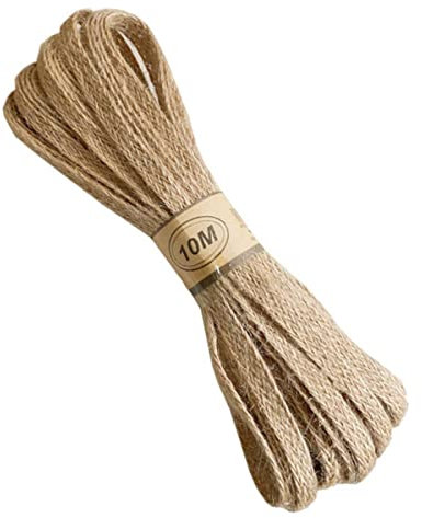 FIZOVER 10M Cordons De Chanvre Tressé Plat Ruban De Jute 8mm 12mm 18mm Nature Corde De Jute Ficelle Sangle DIY Décoration De Mariage Rubans Artisanat-10m x 8mm