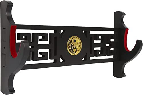 Dfdvye Schwerthalter Katana Wandhalterung – 1-Tier Tai Chi Symbol samtgepolsterter Katana Halter Samurai Schwert Display Rack Zauberstab Lichtschwert Wakizashi Schwert Ständer Display Aufhänger