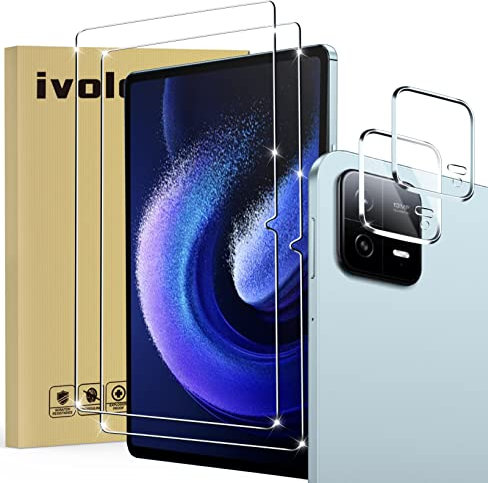 ivoler Pack de 2 Verre Trempé pour Xiaomi Pad 6, avec 2 pièces Caméra Arrière Protecteur, Film de Protection d’écran - Anti Rayures - sans Bulles - Ultra Résistant Dureté 9H Glass