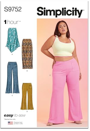 SIMPLICITY SS9752W3 Women's Knit Skirts and Trousers in Two Lengths W3 (30W-32W-34W-36W-38W)