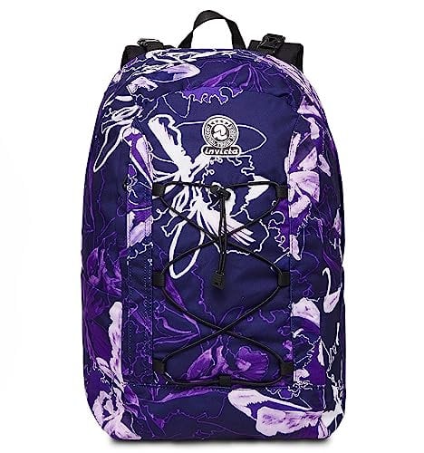 Invicta Zaino Scuola Twist Reversibile 2 Zaini in 1, ESSENTIAL FLOWER, Nero - Tasche Porta Borraccia, Elastici Anteriori - Zaino Scuola, Zaino Università, Zaino Viaggio - Tessuto 100% Eco GRS