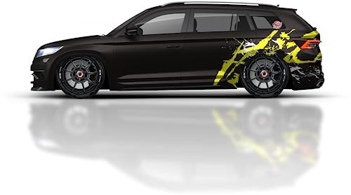 NoName.Design Premium Seitenaufkleber Set mit Wunschtext | Tuning | Splashes | Komplett Personalisierbar | Abstrakt | Autoaufkleber | P-D-008