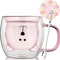 Arawat Cute Double Wall Glasses Cute Bear Mugs Pink Coffee Glasses Tazza Da Caffè Con Manico Bicchieri Da Tè Bear Coffee Mugs Mugs Regalo Di Compleanno Per Nonna Mamma Mamma