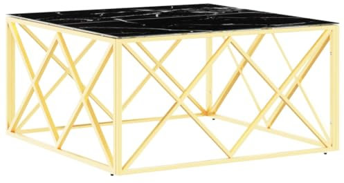 vidaXL Couchtisch, Beistelltisch mit viel Platz für Snacks Getränke, Sofatisch für Wohnzimmer, Tisch Kaffeetisch Telefontisch, Golden Edelstahl Glas