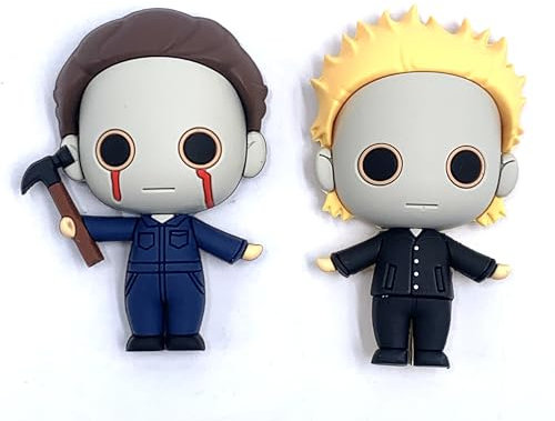 Monogram Halloween 2 Michael Myers with Hammer & Ben Tramer - 2 Piece Halloween II 3D Foam Magnet Set – Horror Movie Magnet Bundle- Magnet for Refrigerators and School Lockers