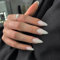 JUSTOTRY 24 Pcs Gradient White Almond Short False Nails,Solid Press on Nails Pattern,Glossy Milky Fake Nail Short,French Oval Medium Stick on Nails for Women and Teens Nail Art