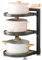 KMQRDZi Organizador de sartenes para cocina, estante de cocina, sartén de cocina, estante de almacenamiento escalonado, estante de almacenamiento de 3 niveles ajustable para armario